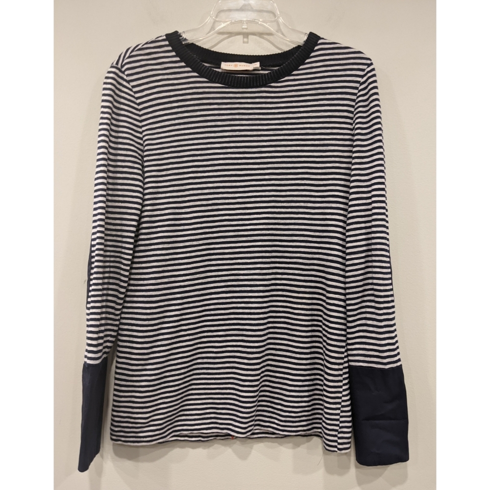 Tory Burch Long Sleeve Striped Sweater Elbow Pad and Big Cuffs Size XS